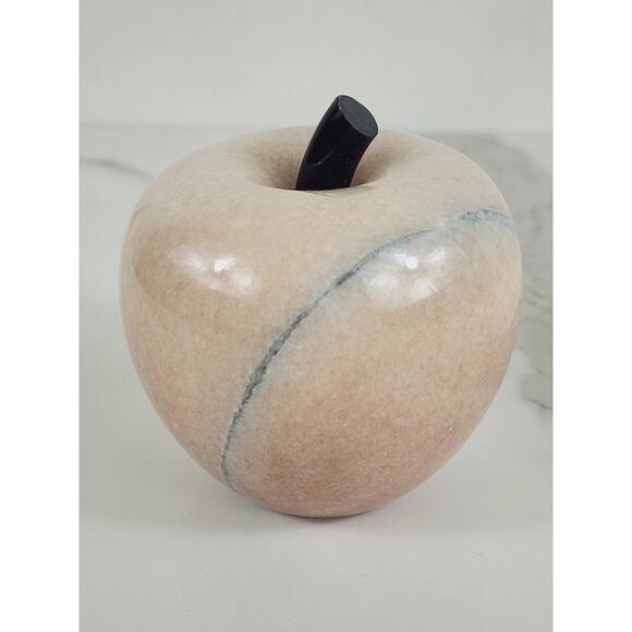 Paperweight Marble Stone Carved Apple Polish 3 1/2" Crowning Touch 80s Vintage - Picture 5 of 14